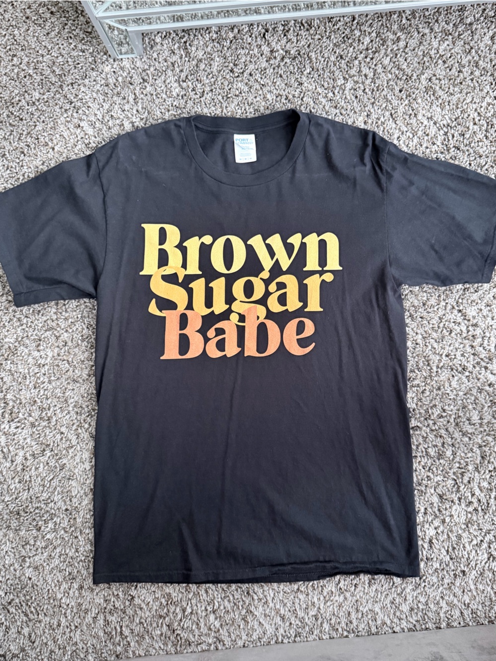 Brown Sugar Babe Graphic Tee - Black with Yellow/Orange Print